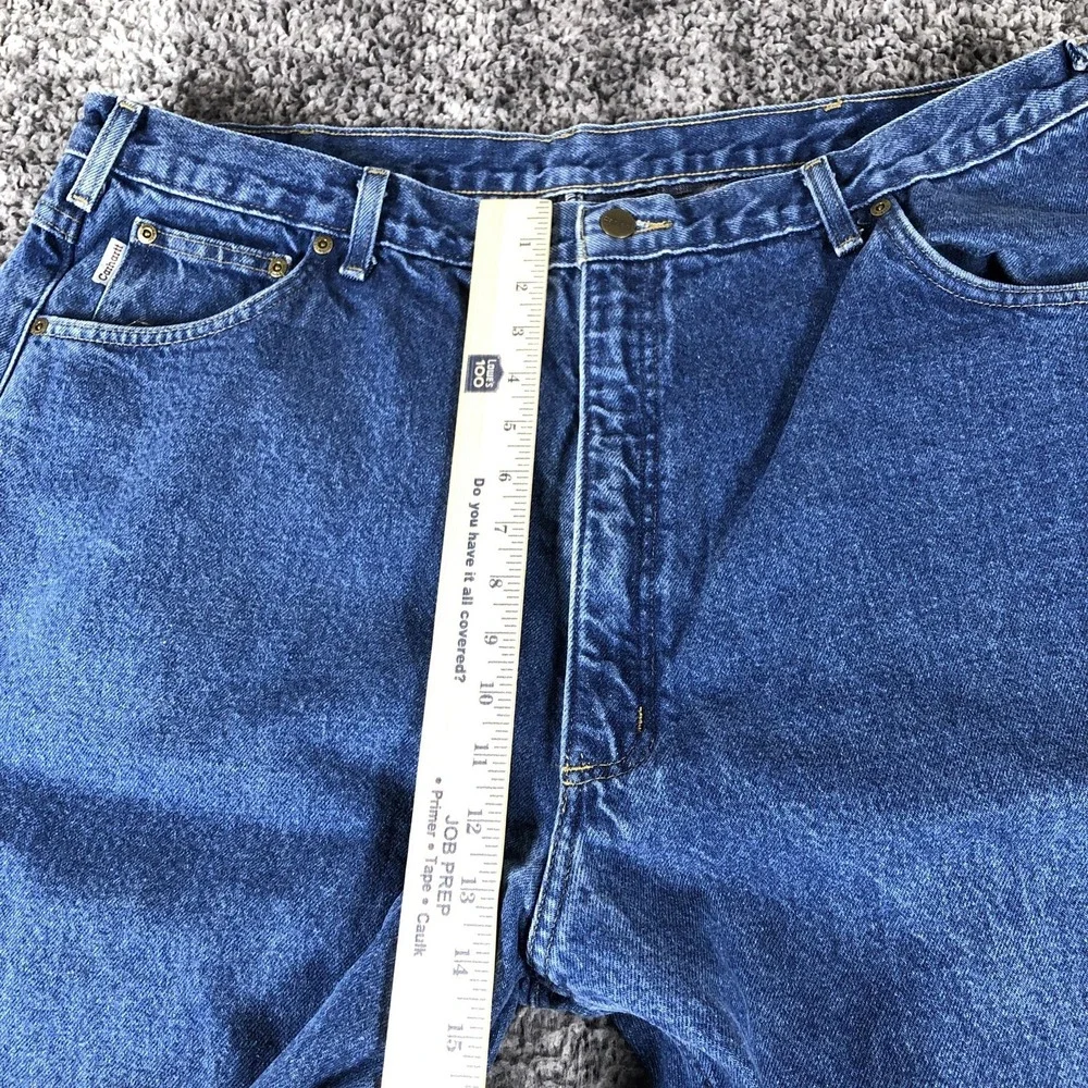 Carhartt B172 DST Jeans Mens 42x36 Blue Med Wash‎ Relaxed Flannel Lined Workwear
